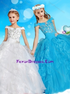 Exquisite Off the Shoulder Lovely Girl Pageant Dress with Cap Sleeves