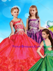 Perfect Straps Organza Lovely Girl Pageant Dress with Beading and Ruffled Layers