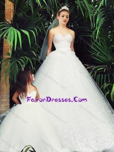 Delicate A Line Sweetheart Luxurious Wedding Dresses with Appliques and New Style Applique Flower Girl Dress in White