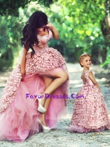 Exquisite High Low Latest Prom Dress in Special Material and Perfect Applique Little Girl Dress with Straps