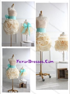Top Selling Rolling Flowers Latest Prom Dress with Sashes and Discount Scoop Little Girl Dress with Rolling Flowers