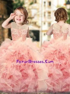 Wonderful Ruffled and Laced Pretty Flower Girl Dress with See Through Scoop
