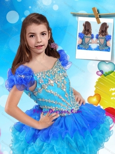 New Style Cap Sleeves Two Tone Little Girl Pageant Dress with Beading and Ruffles