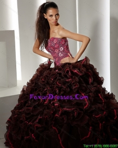 2015 Impression Multi Color Quinceanera Gowns with Ruffles and Hand Made Flowers