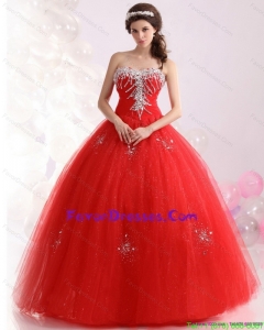 2015 Impression Sweetheart Red Sweet Sixteen Dresses with Rhinestones