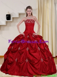 2015 Designer Pretty Strapless Quinceanera Dress with Embroidery and Pick Ups