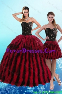 Designer Luxurious Multi Color Sweetheart Quince Dresses with Beading and Ruffles