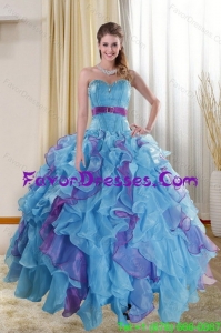 Designer The Super Hot Multi Color 2015 Quinceanera Dresses with Ruffles and Beading