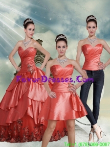 2015 Detachable Beading Watermelon Sweetheart Designer Quinceanera Dresses