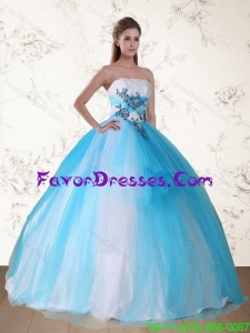 2015 Impression Multi Color Strapless Quinceanera Dress with Embroidery and Beading