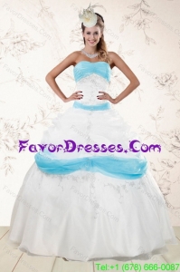 2015 Impression Strapless Floor Length Sweet 16 Dresses with Appliques