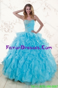 Baby Blue 2015 Impression Sweet 16 Dresses with Beading and Ruffles