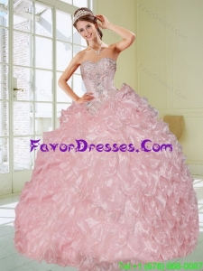 Gorgeous Baby Pink Quinceanera Dresses with Appliques and Ruffles for 2015