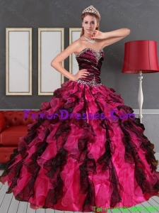 Impression 2015 Unique Sweetheart Multi Color Quinceanera Dress with Beading and Ruffles