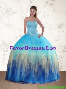Impression Sweetheart Multi Color Quinceanera Dress with Ruffles and Beading