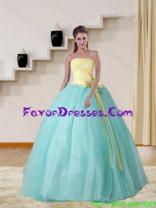 Strapless Multi Color 2015 Impression Quinceanera Gown with Bowknot