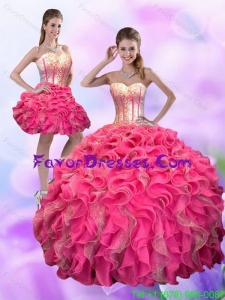 2015 Impression Multi Color Sweetheart Quince Dress with Ruffles and Beading