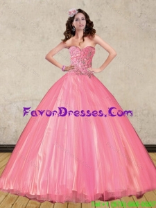 2015 Impression Pink Quinceanera Dresses with Beading
