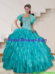 2015 Impression Turquoise Sweet 16 Dresses with Beading and Ruffles