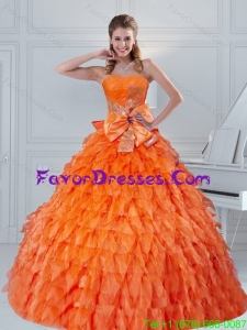 Gorgeous Orange Quinceanera Dress with Ruffles and Bowknot for 2015