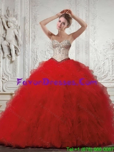 Gorgeous Sliver and Red Quinceanera Dresses with Beading and Ruffles
