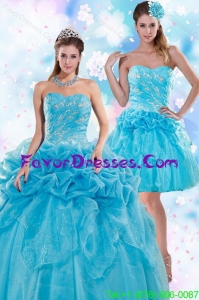 Impression Appliques and Pick Ups Teal Quinceanera Dresses for 2015