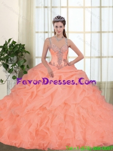 Impression Beading and Appliques Quinceanera Dresses in Orange Red for 2015