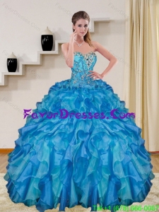 Impression Beading and Ruffles Baby Blue Sweet 15 Dresses for 2015