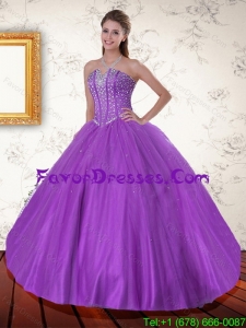 Impression Purple Sweetheart Quinceanera Dress with Beading for 2015