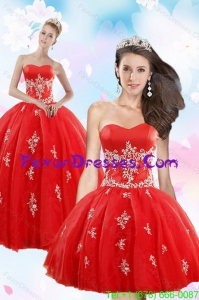 Impression Red Quince Dresses with Appliques for 2015