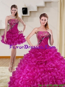 2015 Impression Fuchsia Quince Dress with Beading and Ruffled Layers