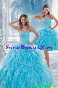 2015 Beautiful Baby Blue Sweet 16 Dresses with Beading and Ruffles