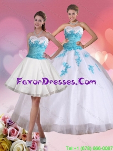 2015 Unique Sweetheart Quinceanera Dress in White and Blue