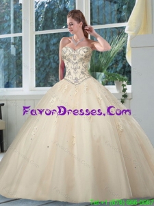 2015 Unique Sweetheart Ivory Quinceanera Dress with Appliques