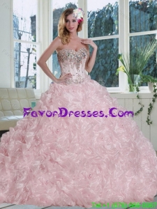 Beautiful Baby Blue Sweetheart Quinceanera Dresses with Beading and Ruffles