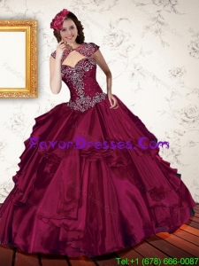 Gorgeous 2015 Appliques and Beading Quinceanera Dresses in Burgundy