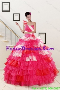 Unique 2015 Ruffled Layers and Beading Multi Color Quinceanera Dresses