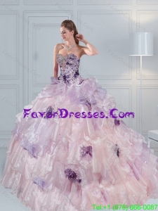 Unique 2015 Sweetheart Quinceanera Dresses in Multi Color with Ruffles and Appliques