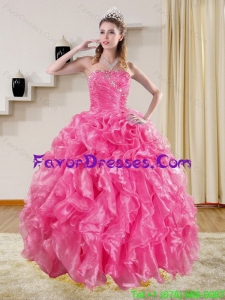 Unique Hot Pink Quinceanera Dresses with Beading and Ruffles for 2015