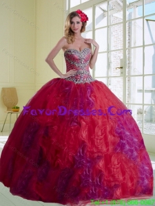 Unique Multi Color 2015 Quinceanera Dresses with Beading and Ruffles