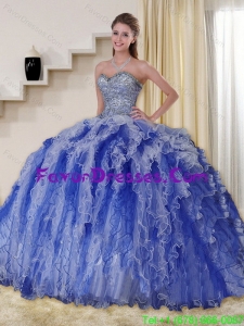 Unique Multi Color Sweetheart Quinceanera Dresses with Beading and Ruffles for 2015