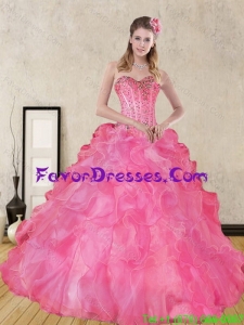 Wonderful Pink Quince Dresses with Beading and Ruffles