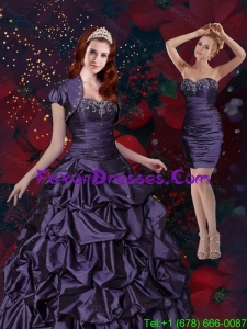 2015 Unique Appliques and Pick Ups Quinceanera Dresses in Purple