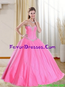 In Stock Beadings 2015 Quinceanera Dress in Pink