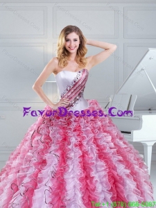 Unique Multi Color Strapless Quinceanera Dresses with Beading and Ruffles for 2015
