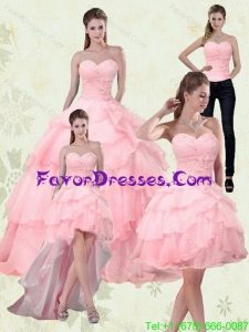 Detachable Sweetheart Beaded 2015 Quinceanera Dresses with Ruffled Layers