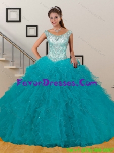 Stylish Hot Sales Appliques and Ruffles Baby Blue Quinceanera Dresses for 2015