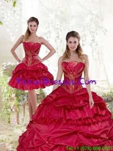 Stylish Sophisticated Beading and Pick Ups Quinceanera Dress in Wine Red for 2015