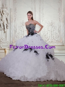 Stylish Sweetheart Quinceanera Dresses with Appliques and Brush Train