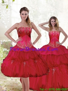 2015 Stylish Beading and Ruffles Quinceanera Dresses in Red